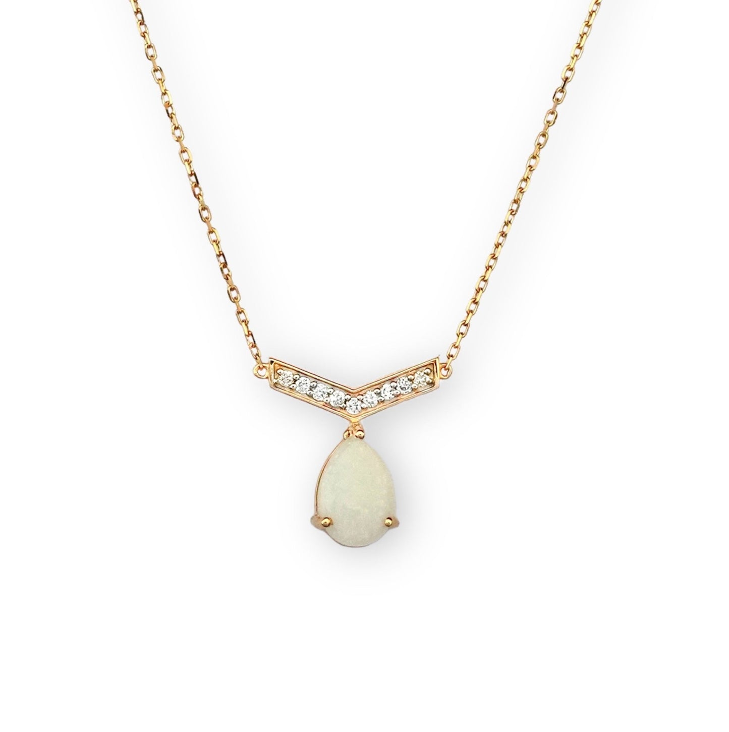 Victoria Necklace in Diamond and Opal - 18k Gold - Lynor