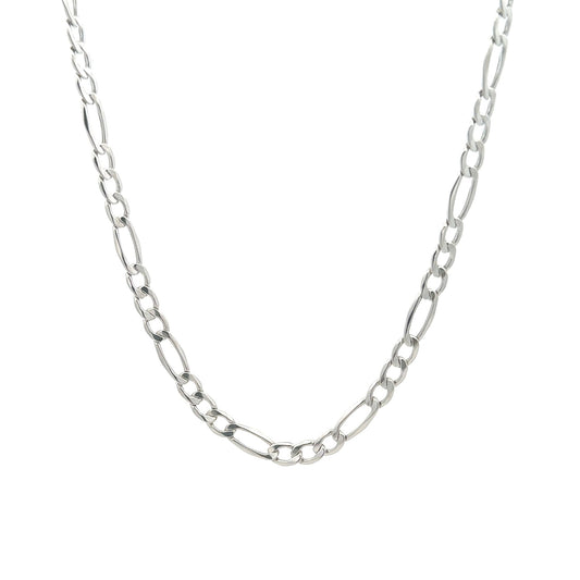 White Gold Figaro Chain - 18k Gold - Lynor