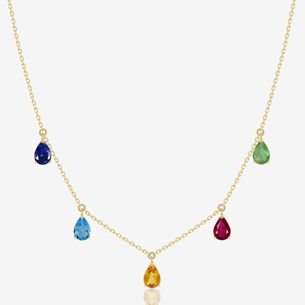 Alana Necklace in Multicoloured Gemstones - 18k Gold - Ly