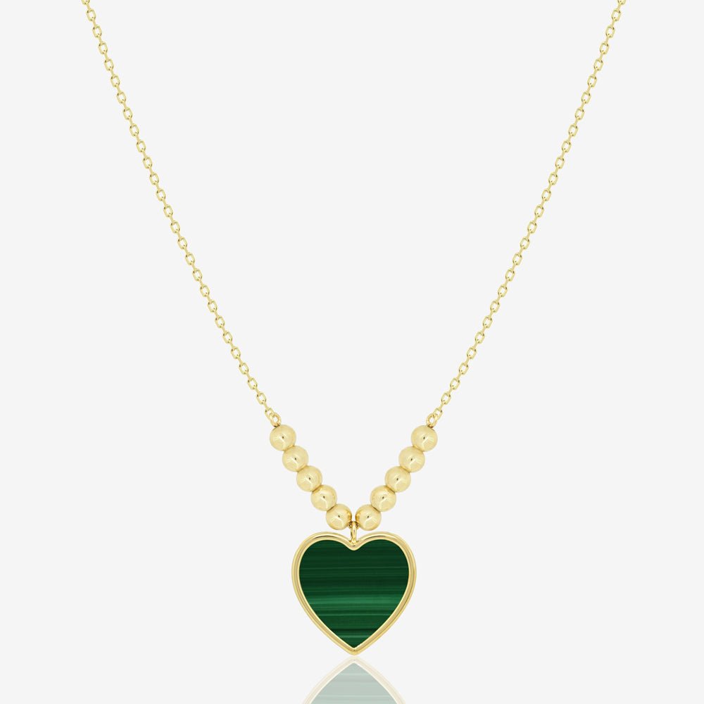 Amore Necklace in Green Malachite - 18k Gold - Ly