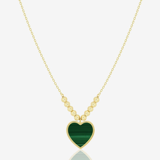 Amore Necklace in Green Malachite - 18k Gold - Ly