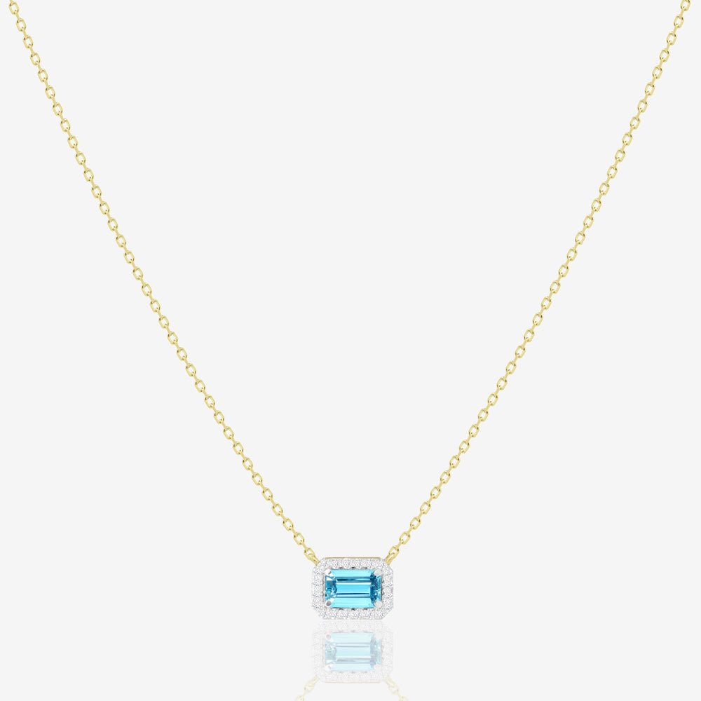 Annie Necklace in Aquamarine and Diamond - 18k Gold - Ly