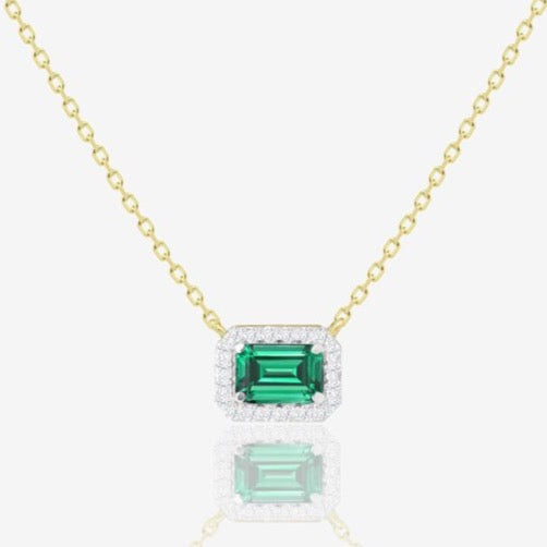 Annie Necklace in Emerald and Diamond - 18k Gold - Ly