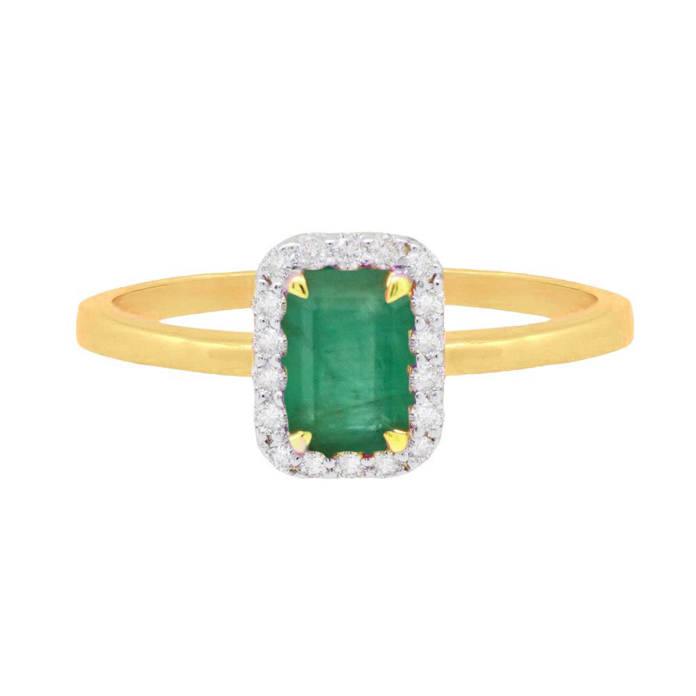 Annie Ring in Diamond and Emerald - 18k Gold - Lynor