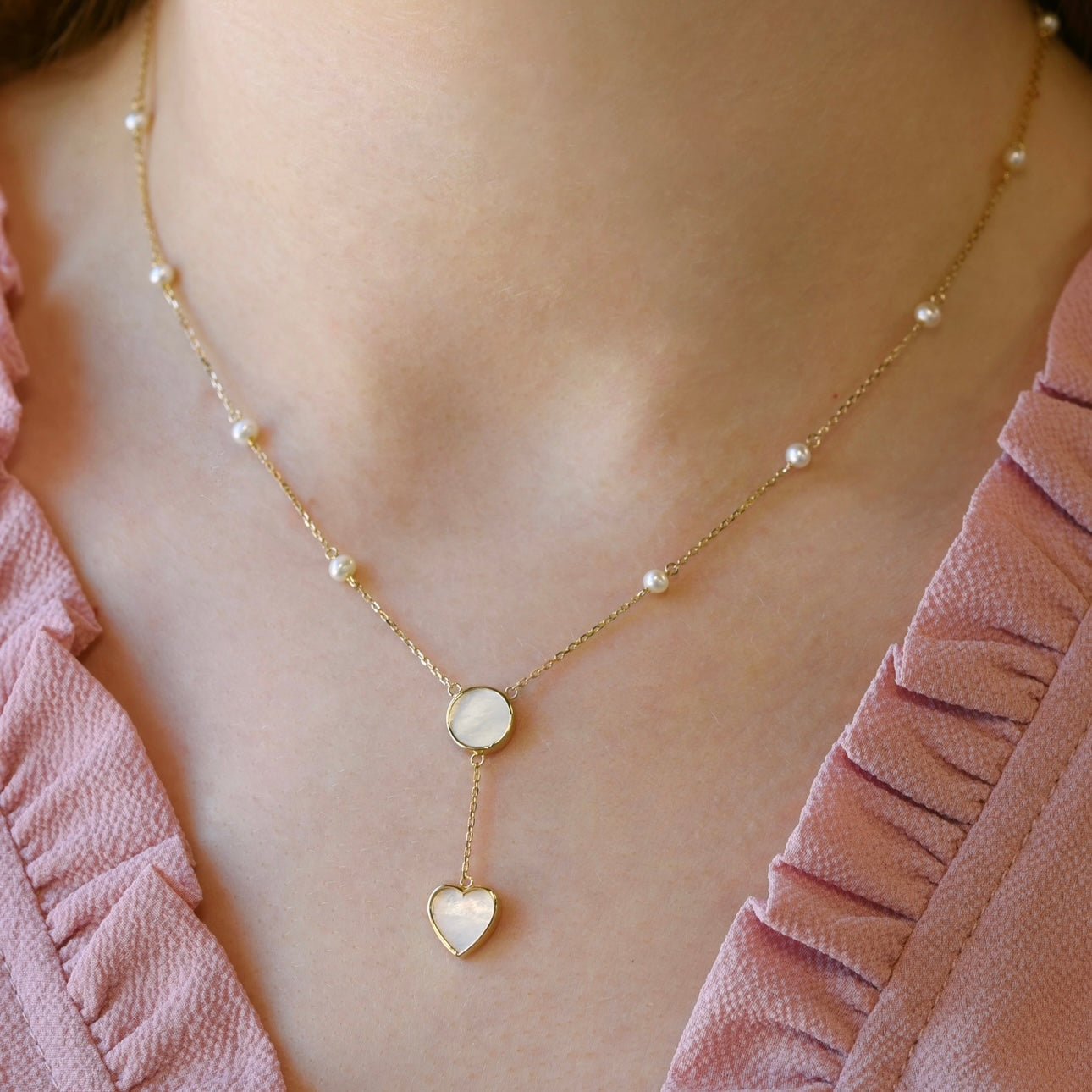 Ava Necklace in Pearl - 18k Gold - Ly