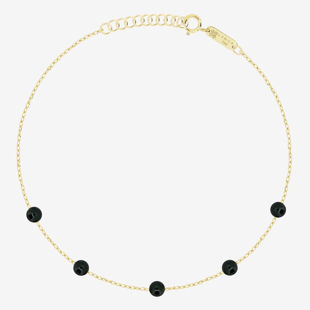 Beaded Bracelet in Black Onyx - 18k Gold - Ly