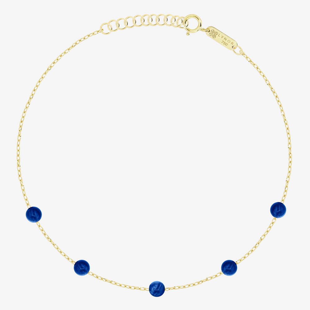 Beaded Bracelet in Lapiz Lazuli - 18k Gold - Ly
