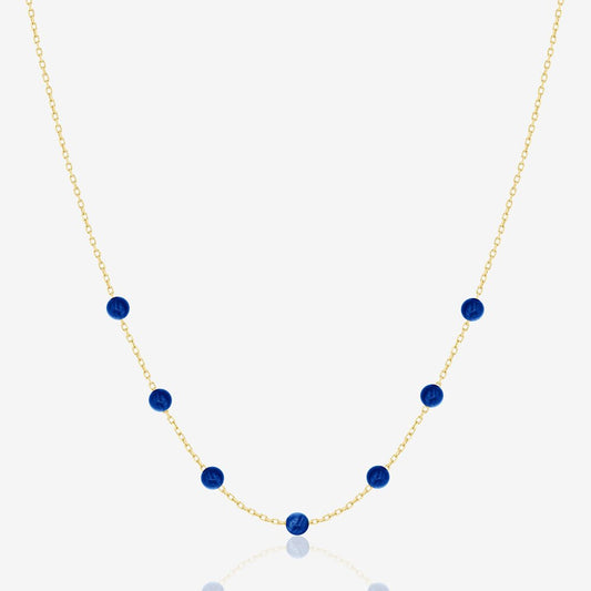 Beaded Necklace in Lapis Lazuli - 18k Gold - Ly