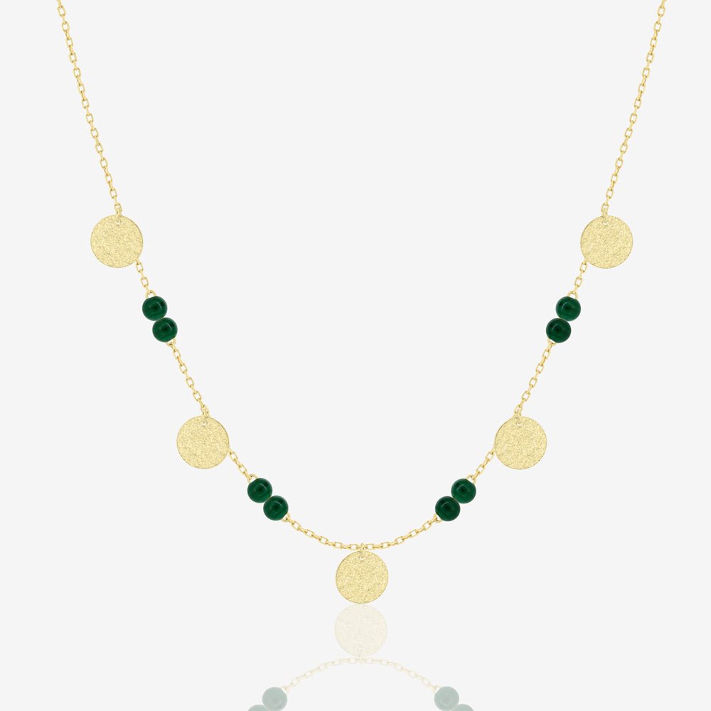 Berta Necklace in Green Malachite - 18k Gold - Ly