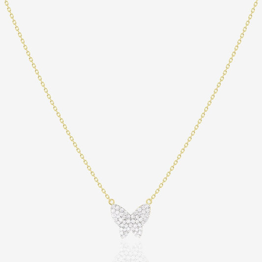 Butterfly Necklace in Diamond - 18k Gold - Ly