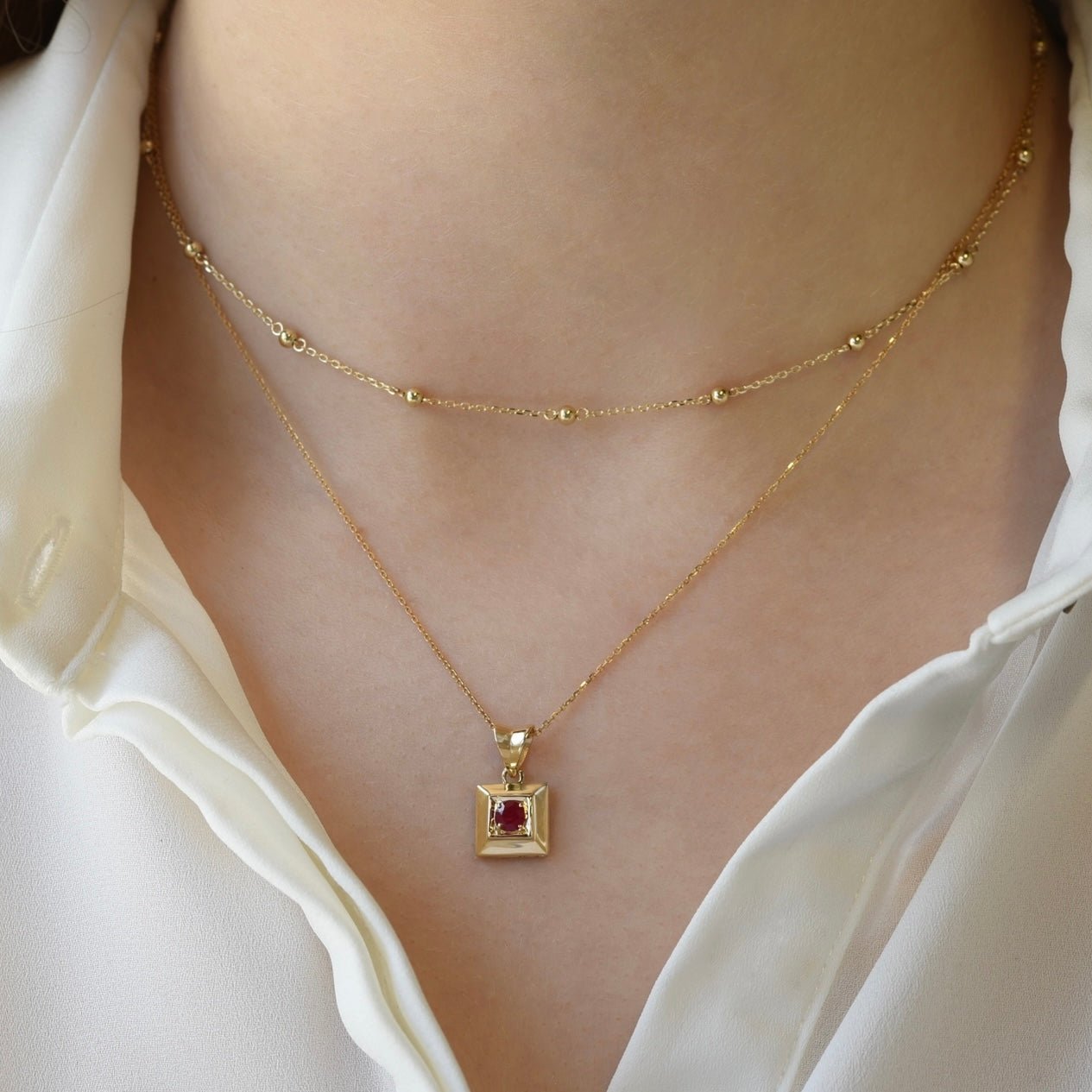 Cecile Necklace in Ruby - 18k Gold - Ly