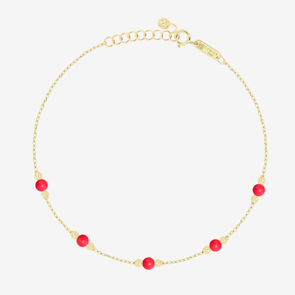 Cherry Bracelet in Red Coral - 18k Gold - Ly
