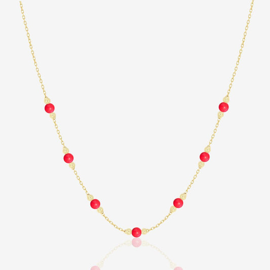 Cherry Necklace in Red Coral - 18k Gold - Ly