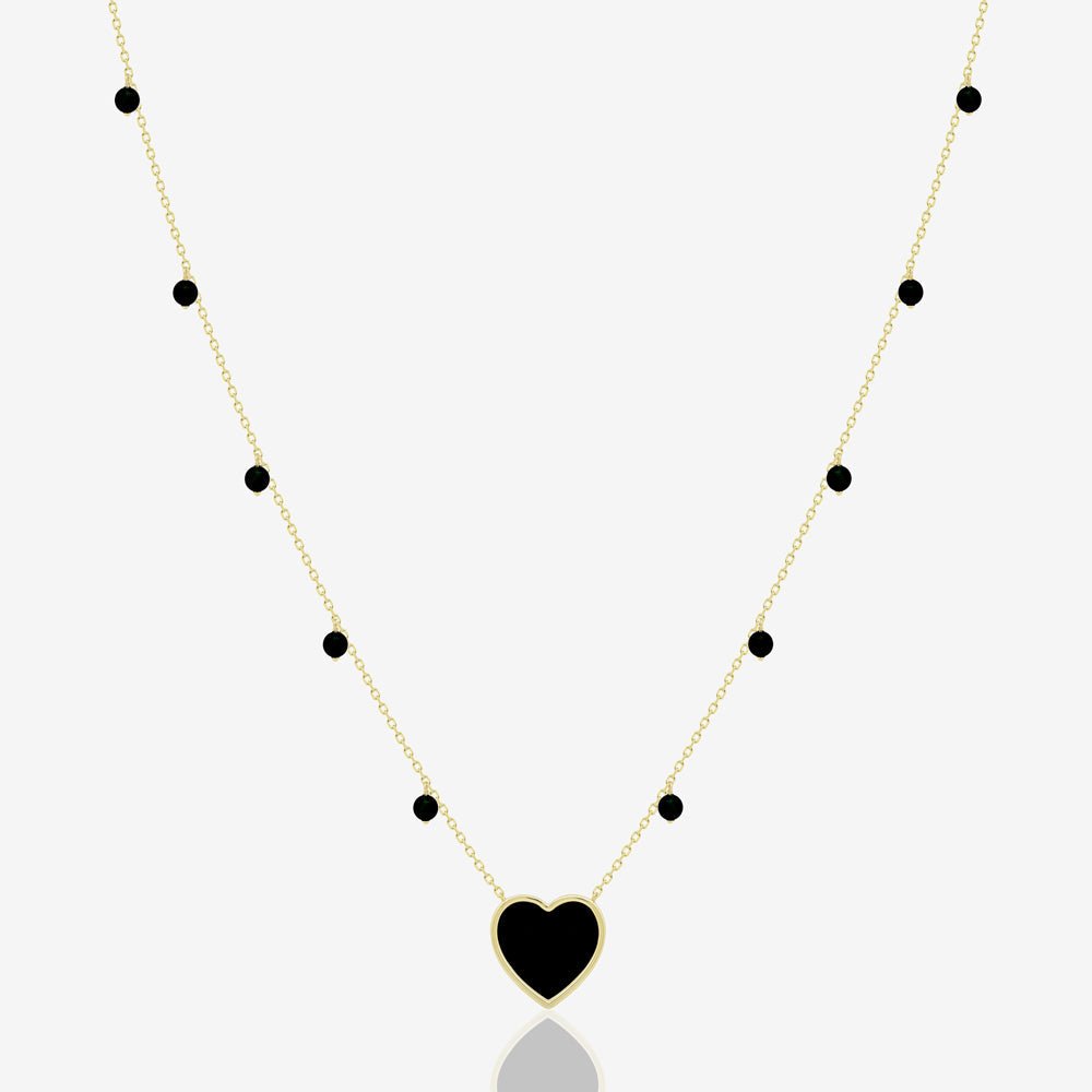 Ciana Heart Necklace in Black Onyx - 18k Gold - Ly