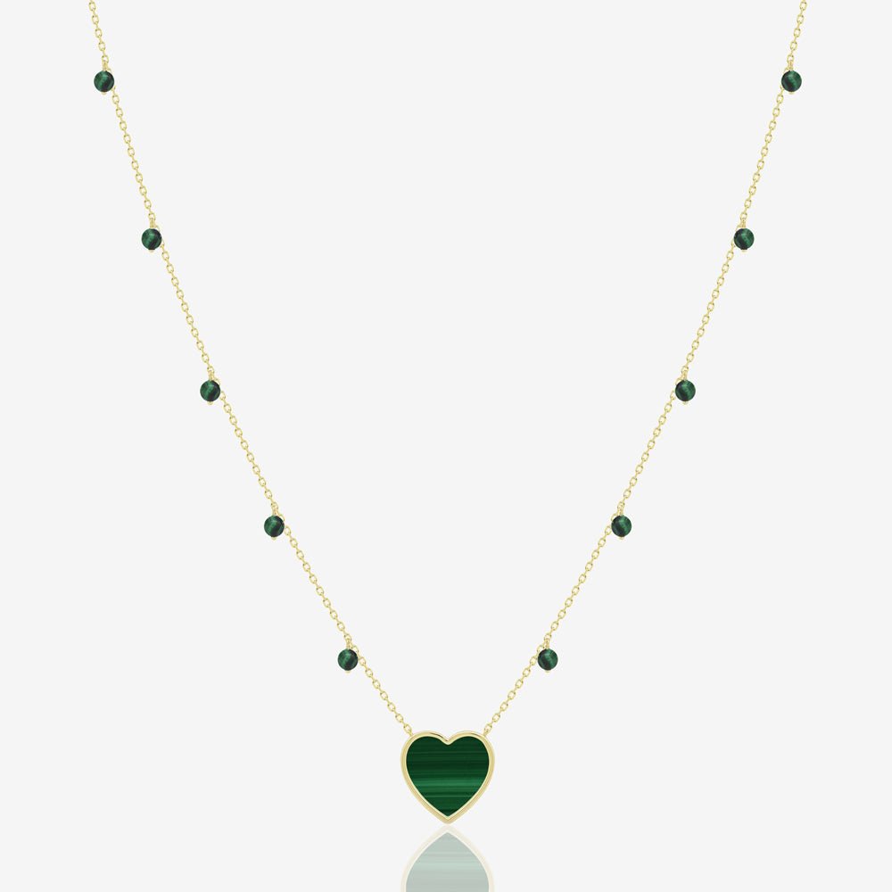 Ciana Heart Necklace in Green Malachite - 18k Gold - Ly