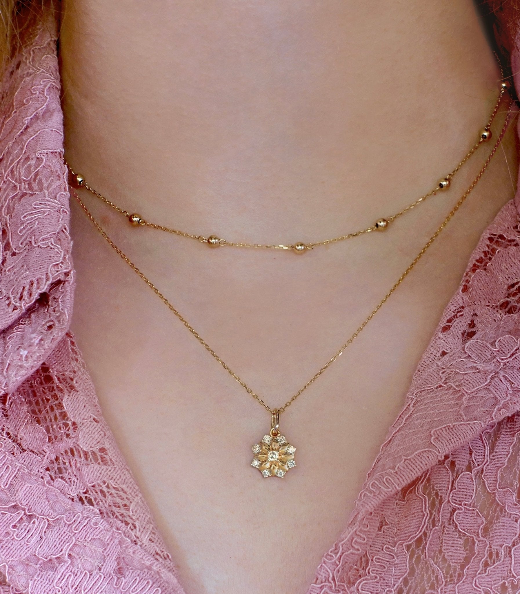 Cleo Necklace in Diamond - 18k Gold - Lynor