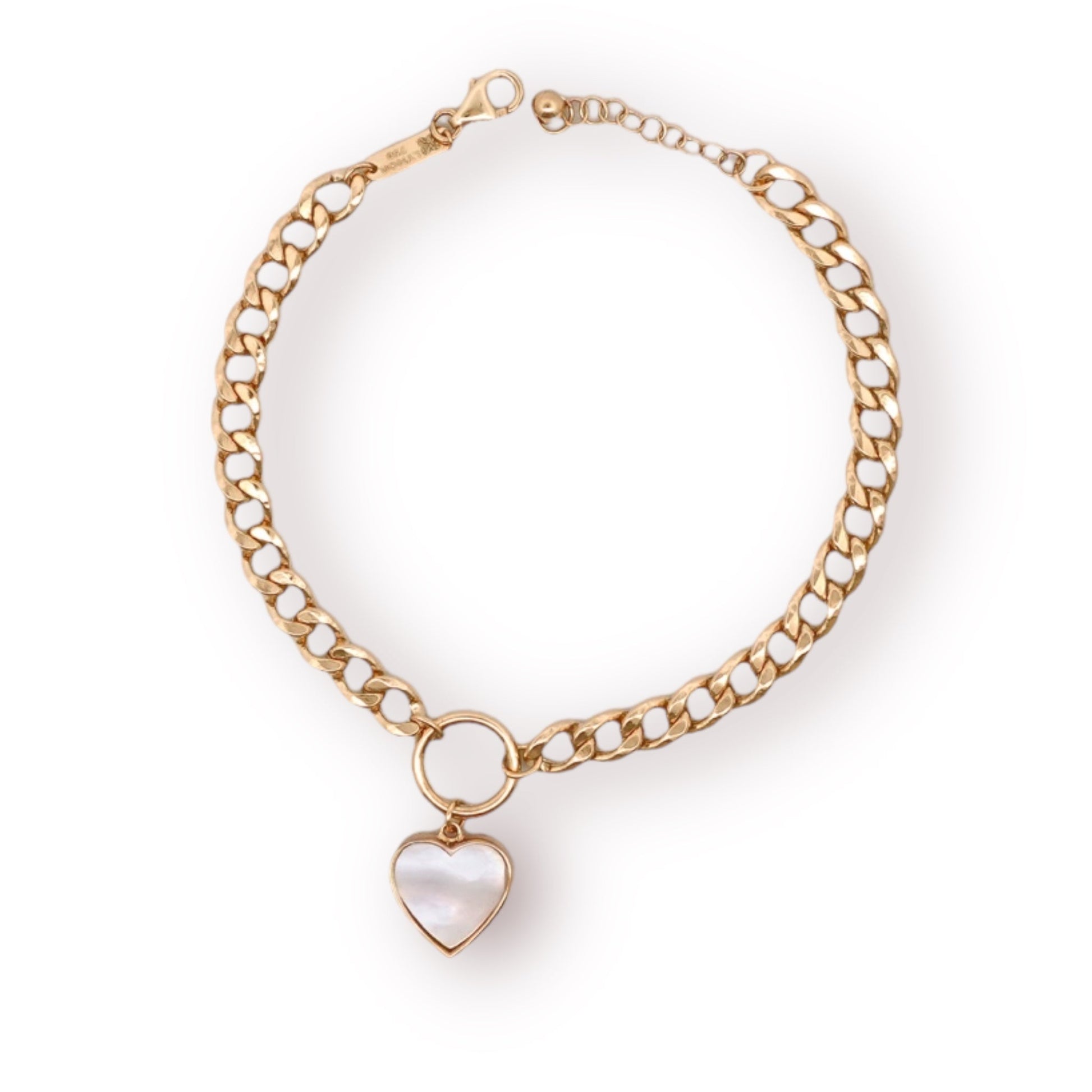 Cora Curb Bracelet in Mother of Pearl - 18k Gold - Lynor