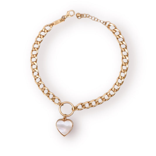 Cora Curb Bracelet in Mother of Pearl - 18k Gold - Lynor