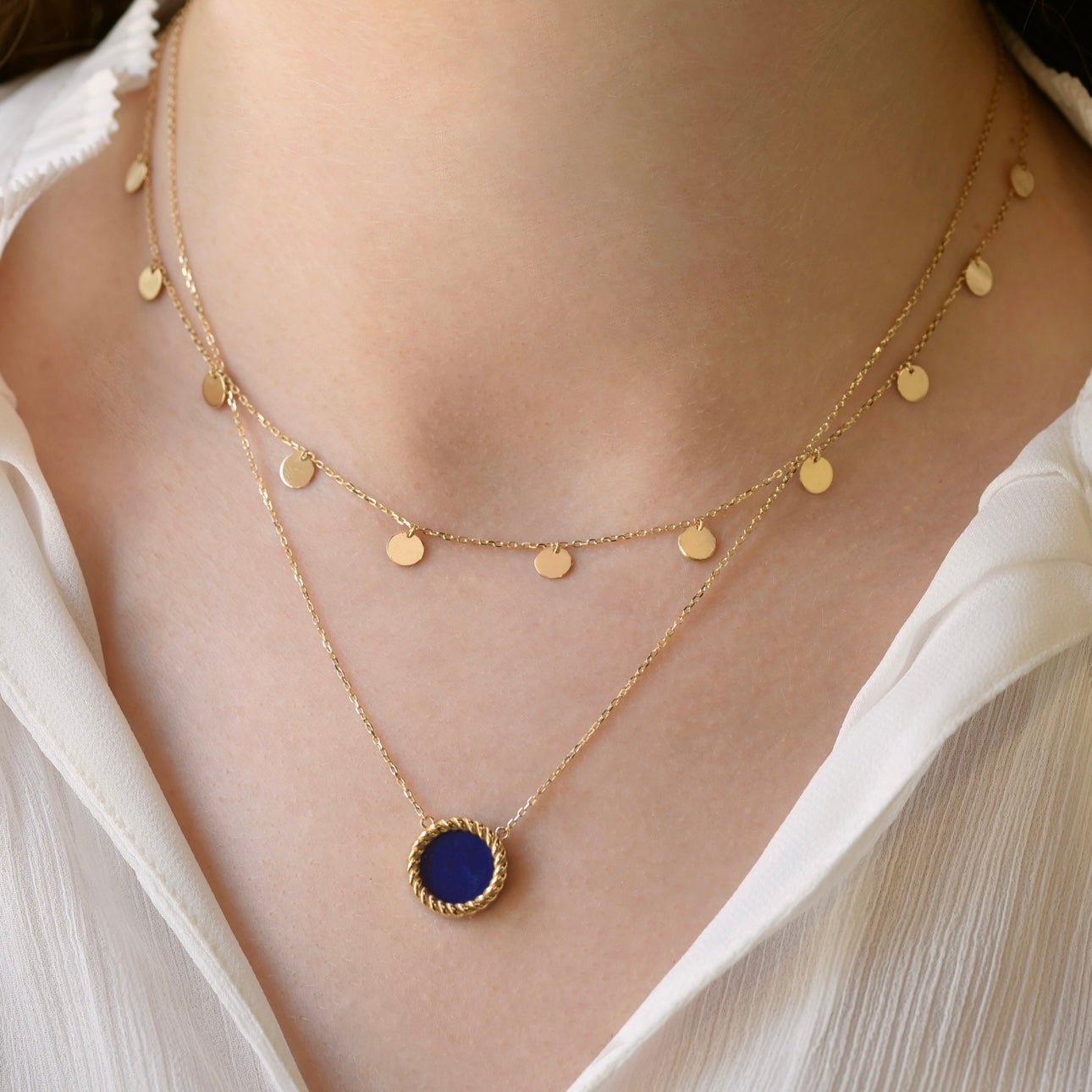 Cord Necklace in Lapis Lazuli - 18k Gold - Ly