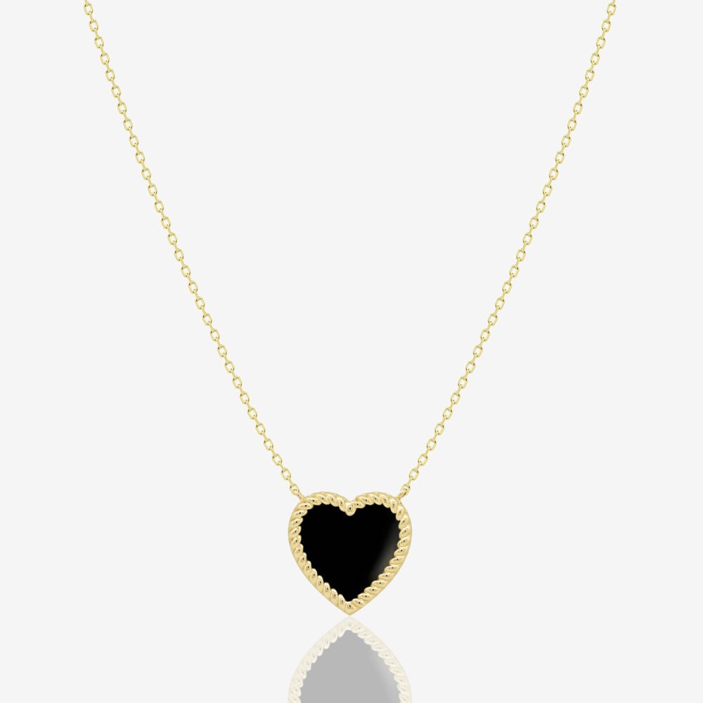 Corda Heart Necklace in Black Onyx - 18k Gold - Ly