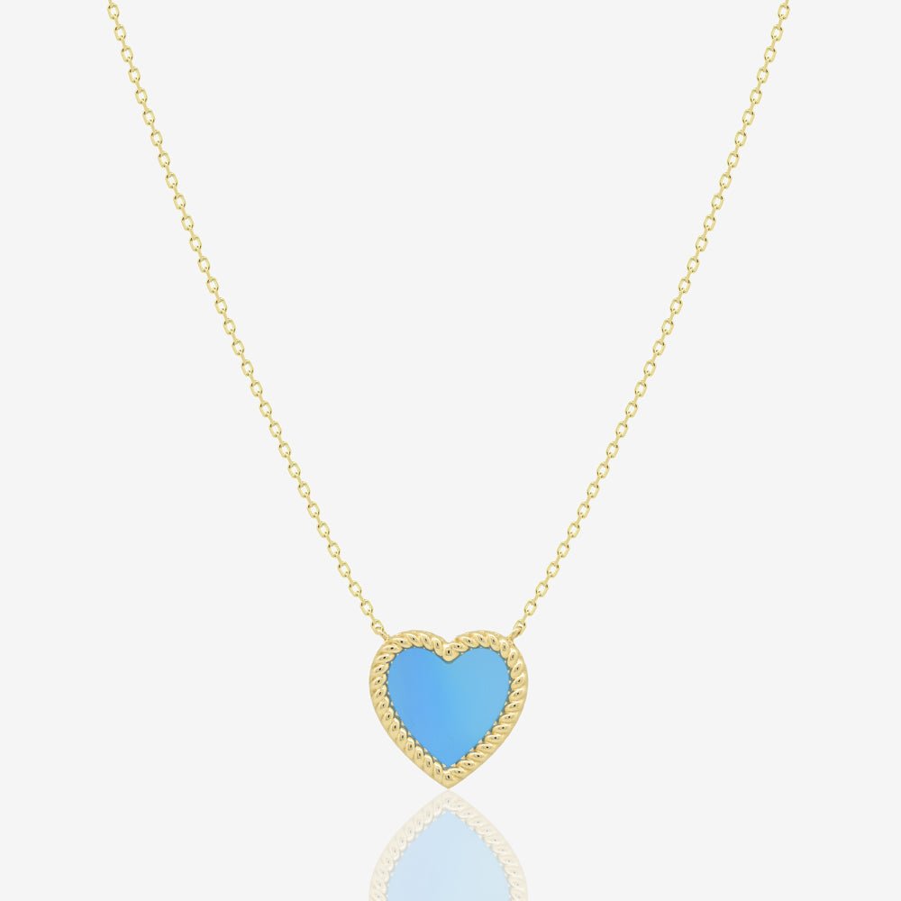 Corda Heart Necklace in Blue Agate - 18k Gold - Ly