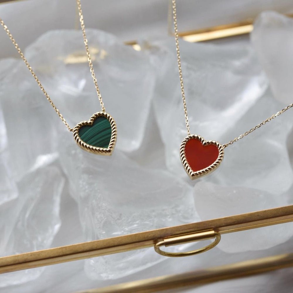 Corda Heart Necklace in Carnelian - 18k Gold - Ly