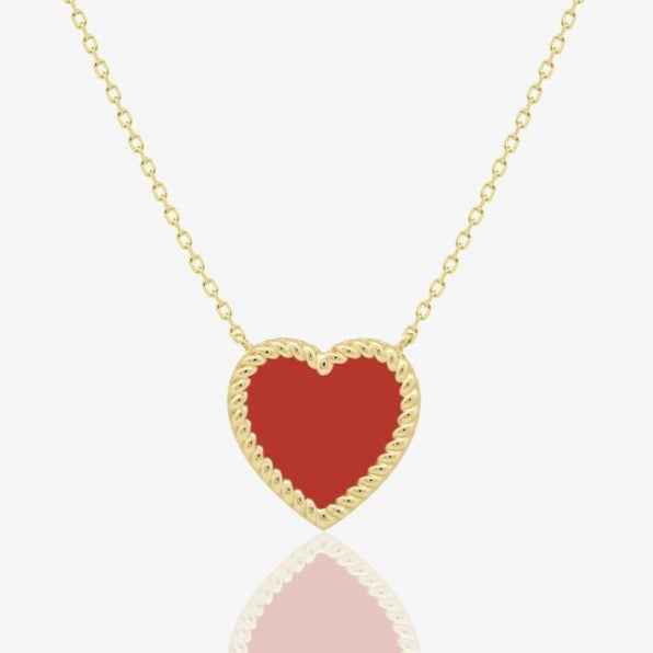 Corda Heart Necklace in Carnelian - 18k Gold - Ly