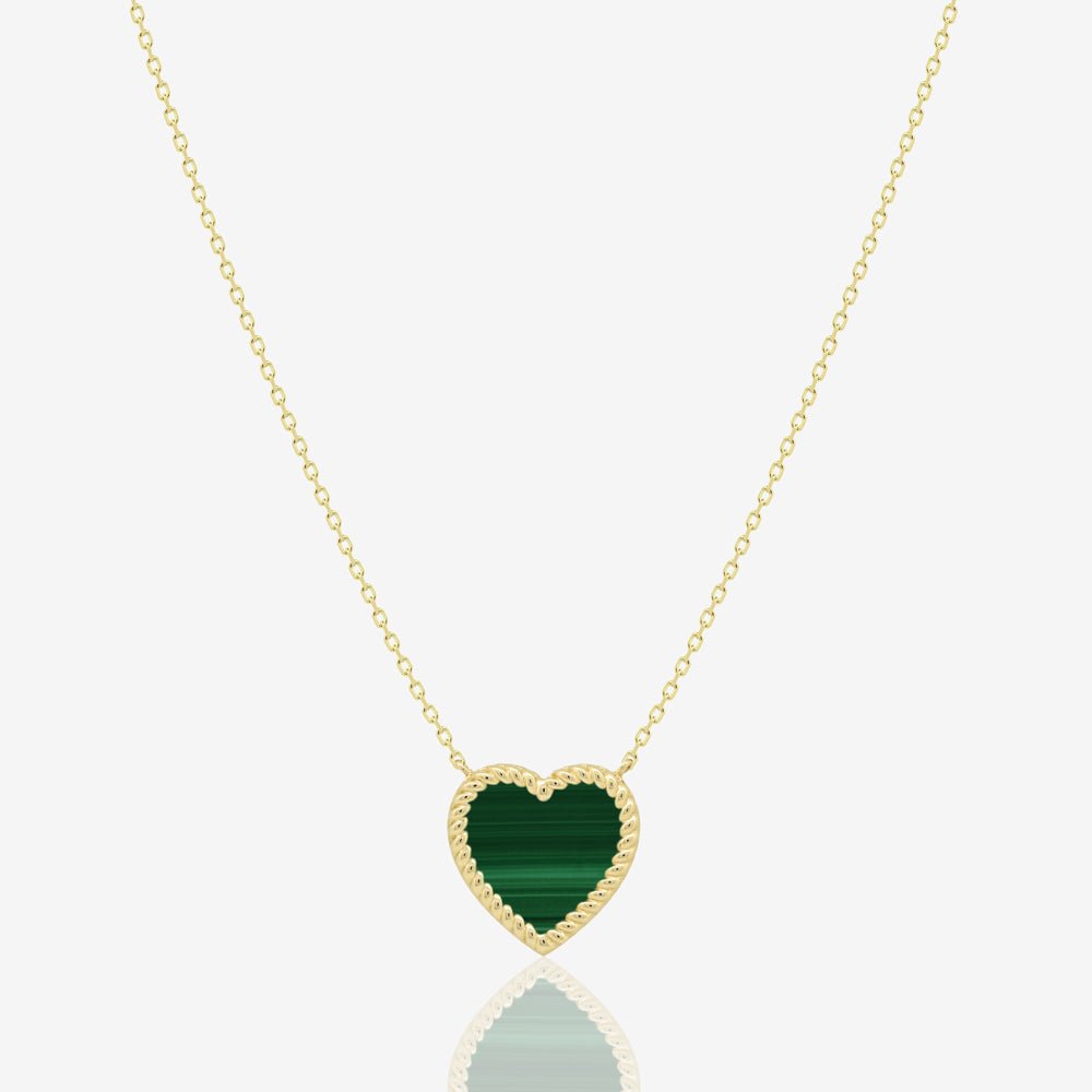 Corda Heart Necklace in Green Malachite - 18k Gold - Ly