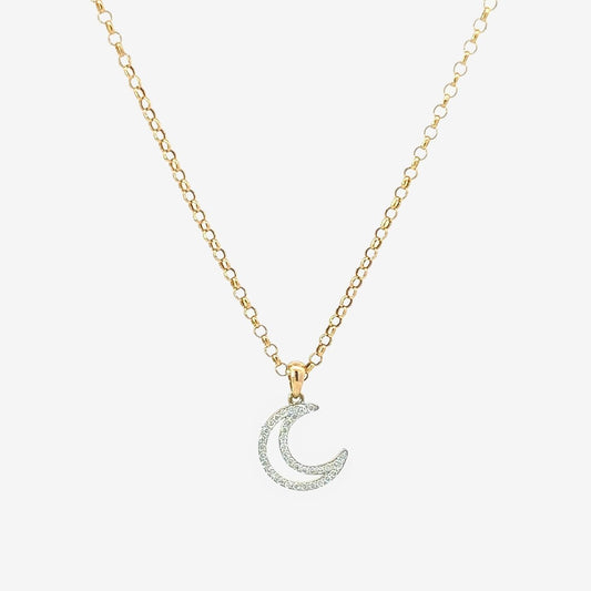 Crescent Necklace in Diamond - 18k Gold - Ly