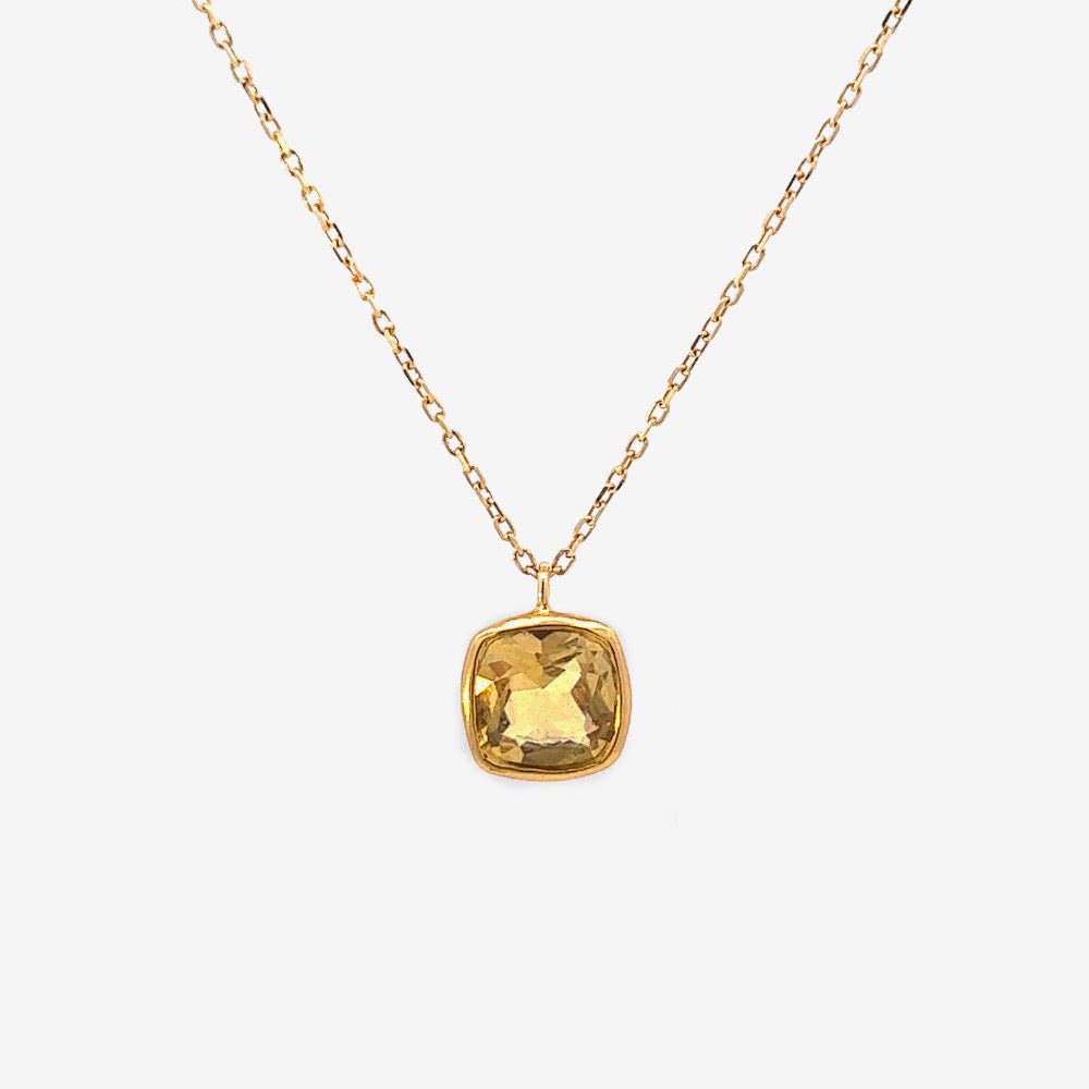 Cushion Necklace in Citrine - 18k Gold - Lynor