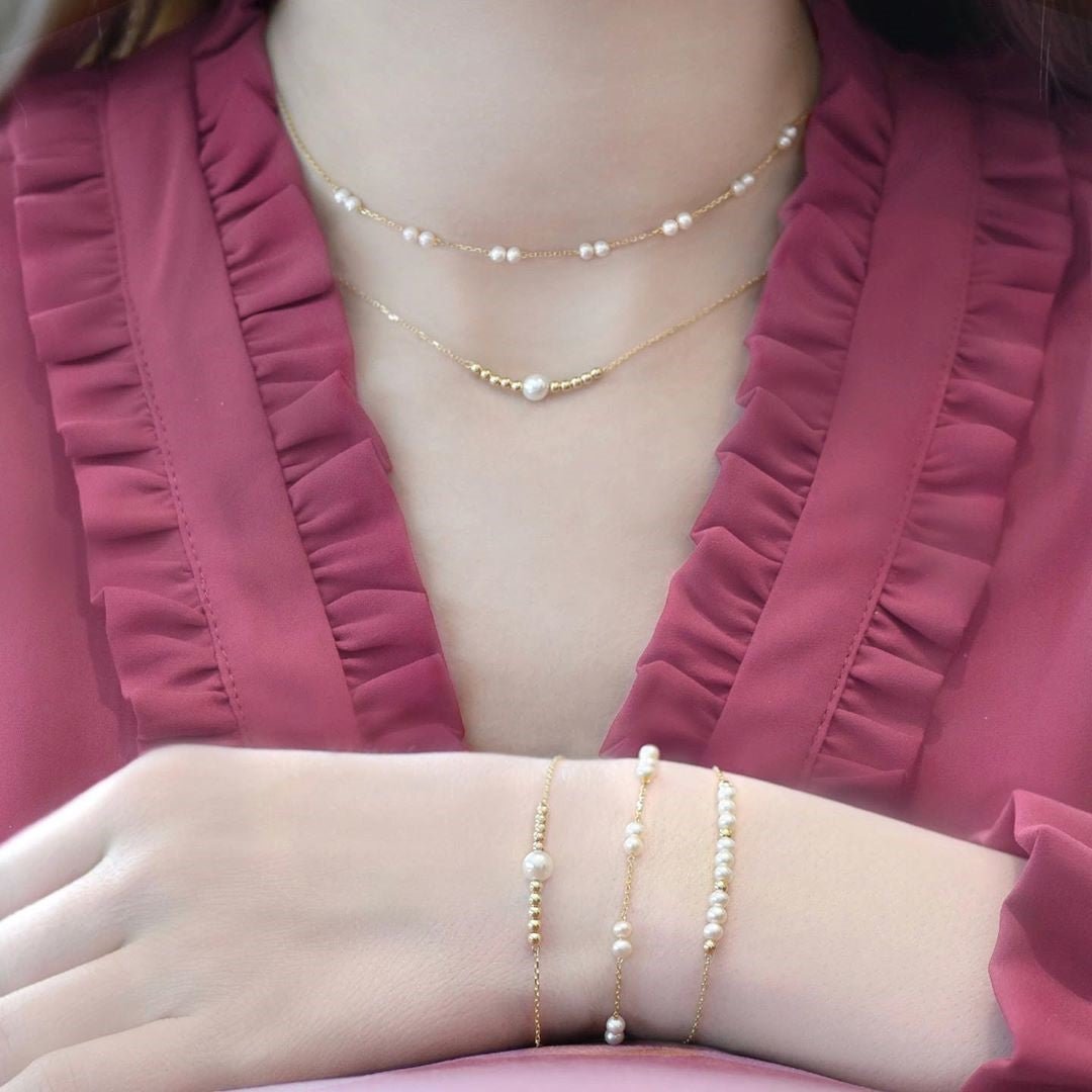 Dainty Pearl Bracelet - 18k Gold - Ly