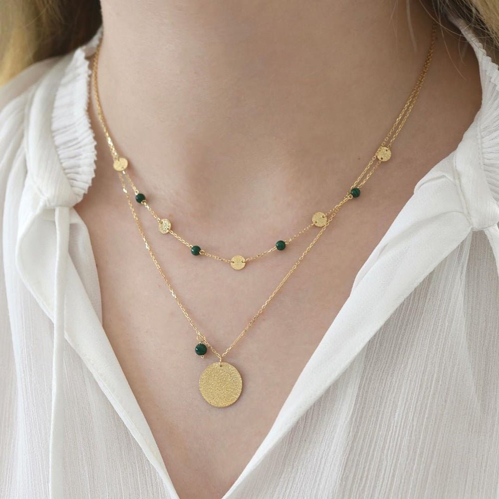 Daria Necklace in Green Malachite - 18k Gold - Ly