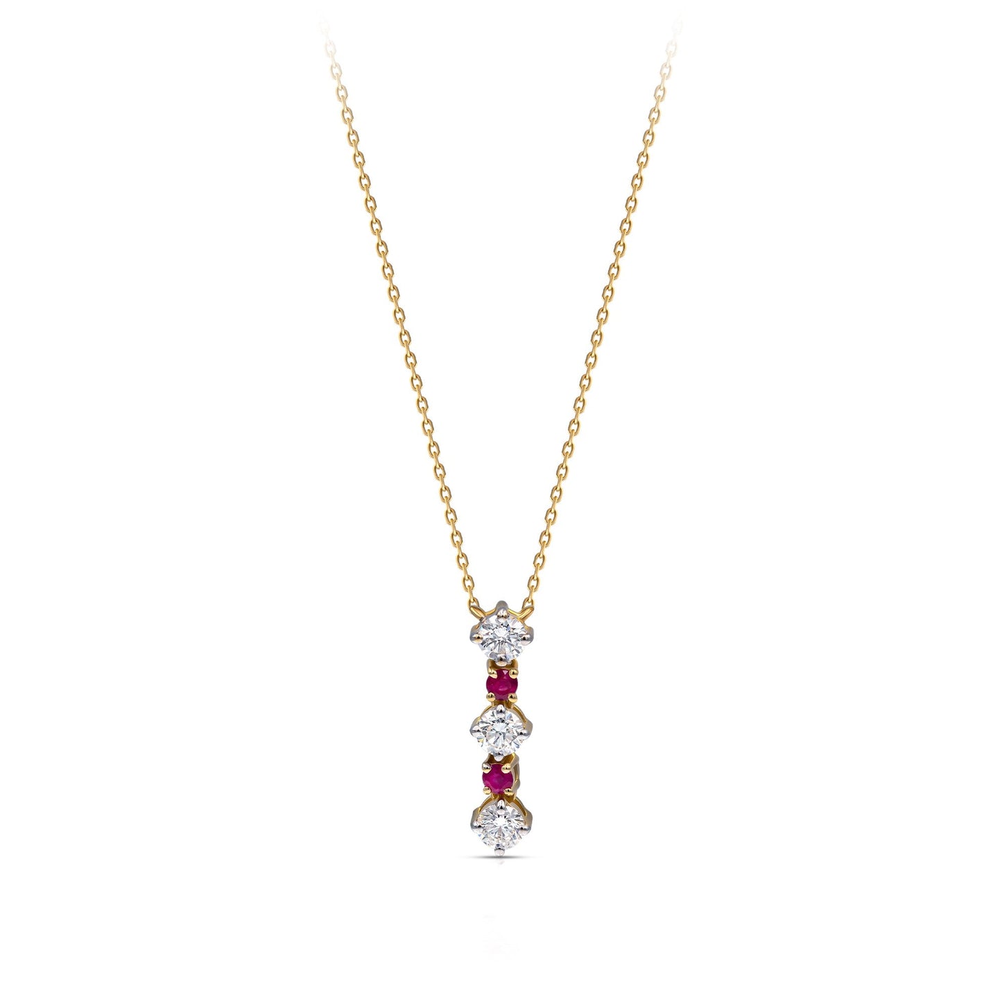 Delia Necklace in Diamond and Ruby - 18k Gold - Lynor