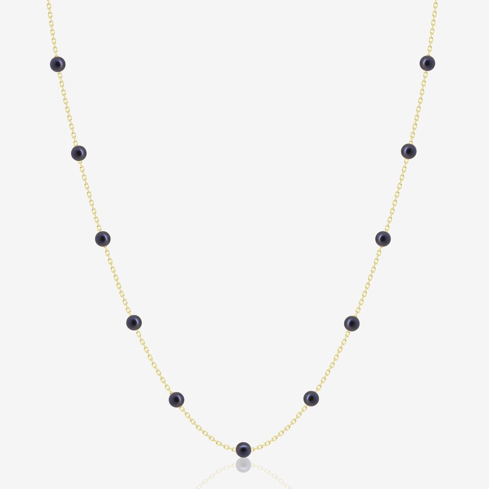 Dotted Black Pearl Necklace - 18k Gold - Ly