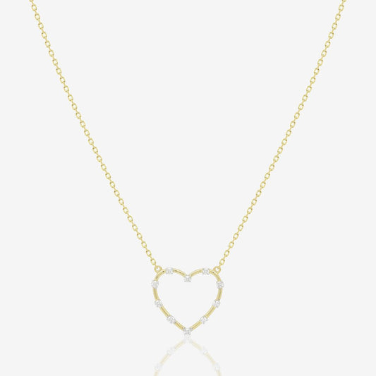 Dotted Diamond Heart Necklace - 18k Gold - Ly