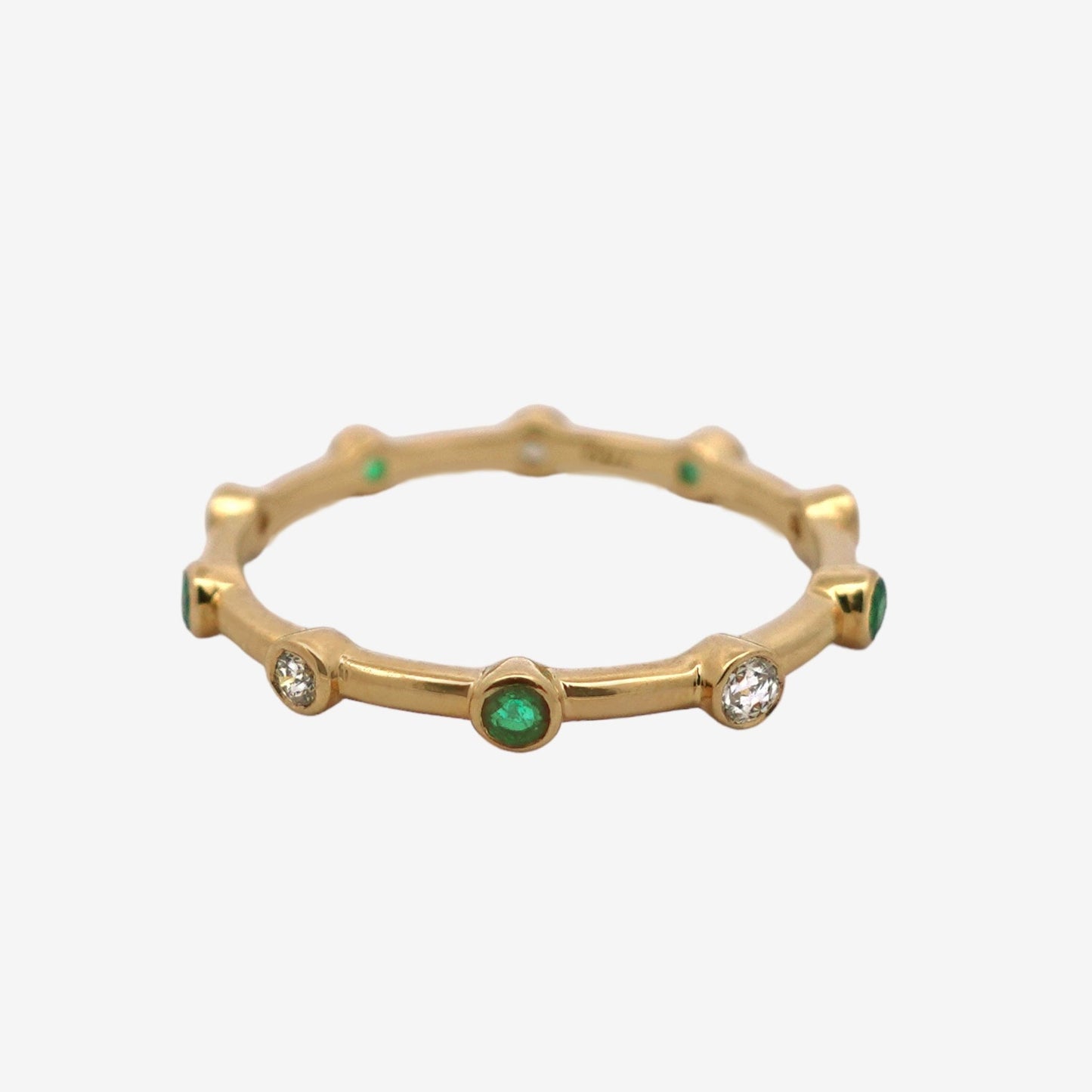 Dotted Ring in Diamond and Emerald - 18k Gold - Lynor