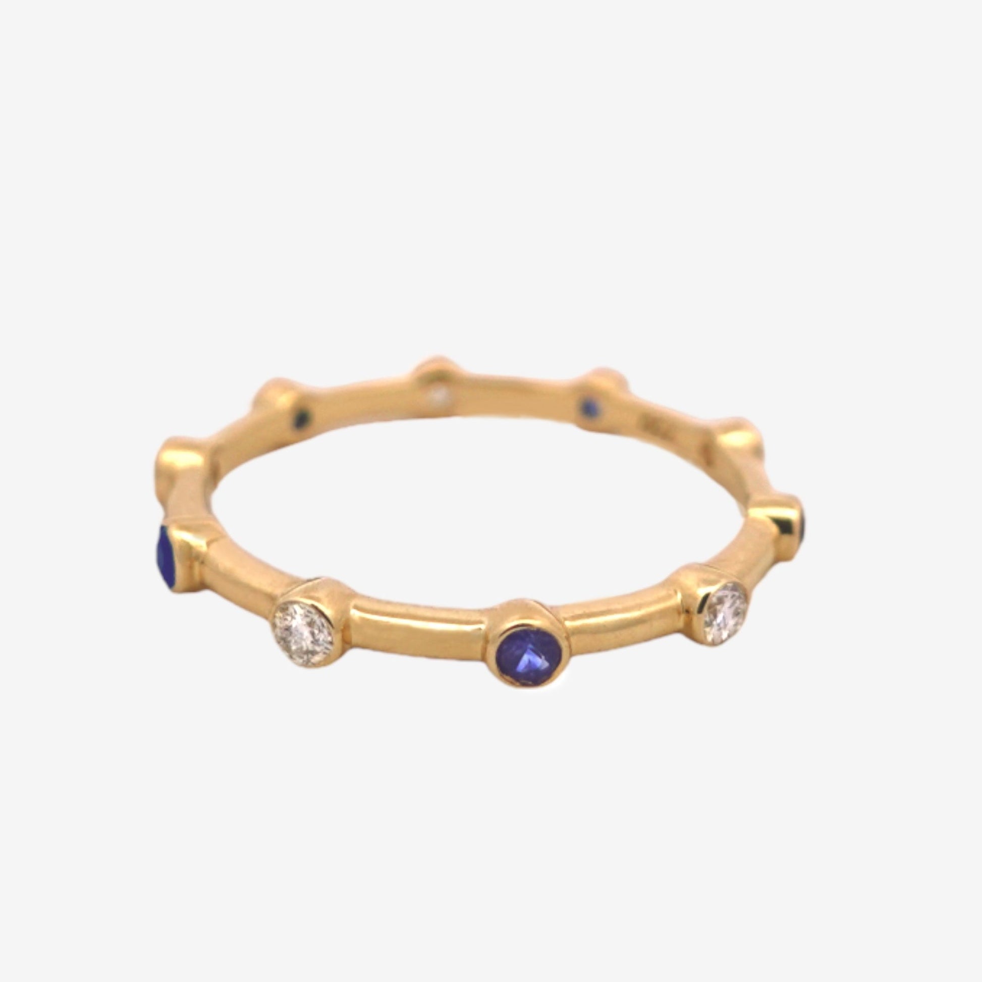 Dotted Ring in Diamond and Sapphire - 18k Gold - Lynor