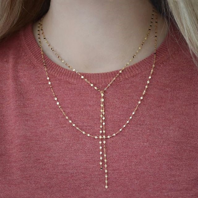 Double Mirror Chain Necklace - 18k Gold - Ly