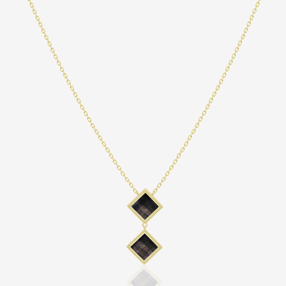 Double Rhombus Necklace in Black Mother of Pearl - 18k Gold - Ly