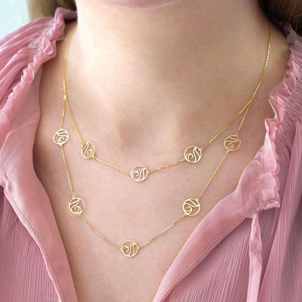 Double Waves Necklace - 18k Gold - Ly
