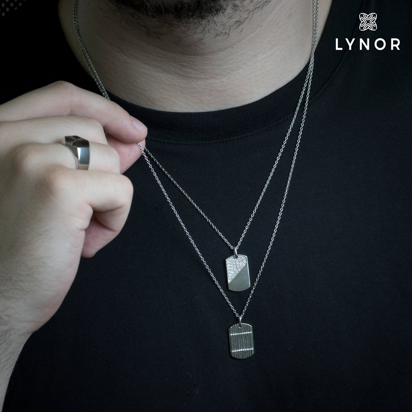 Edson Necklace in Diamond -Platinum , for him - 18k Gold - Lynor