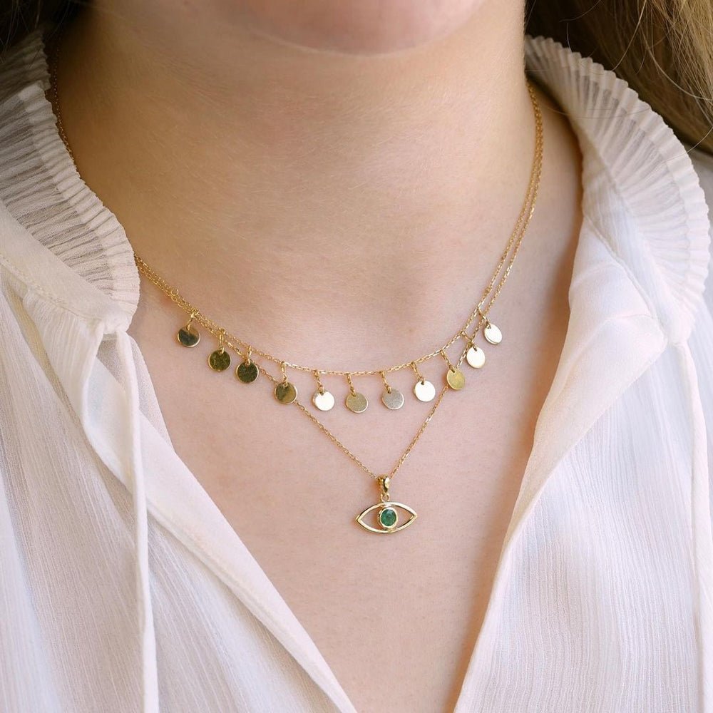 Emerald Eye Necklace - 18k Gold - Ly