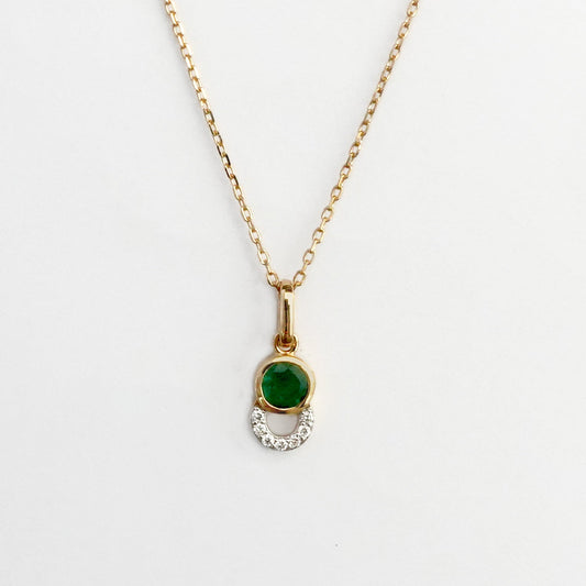 Emma Necklace in Diamond and Emerald - 18k Gold - Lynor