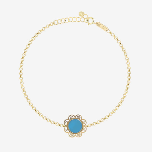 Floral Bracelet in Turquoise - 18k Gold - Lynor