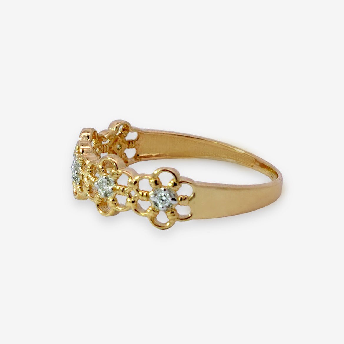 Flowers Ring in Diamond - 18k Gold - Lynor