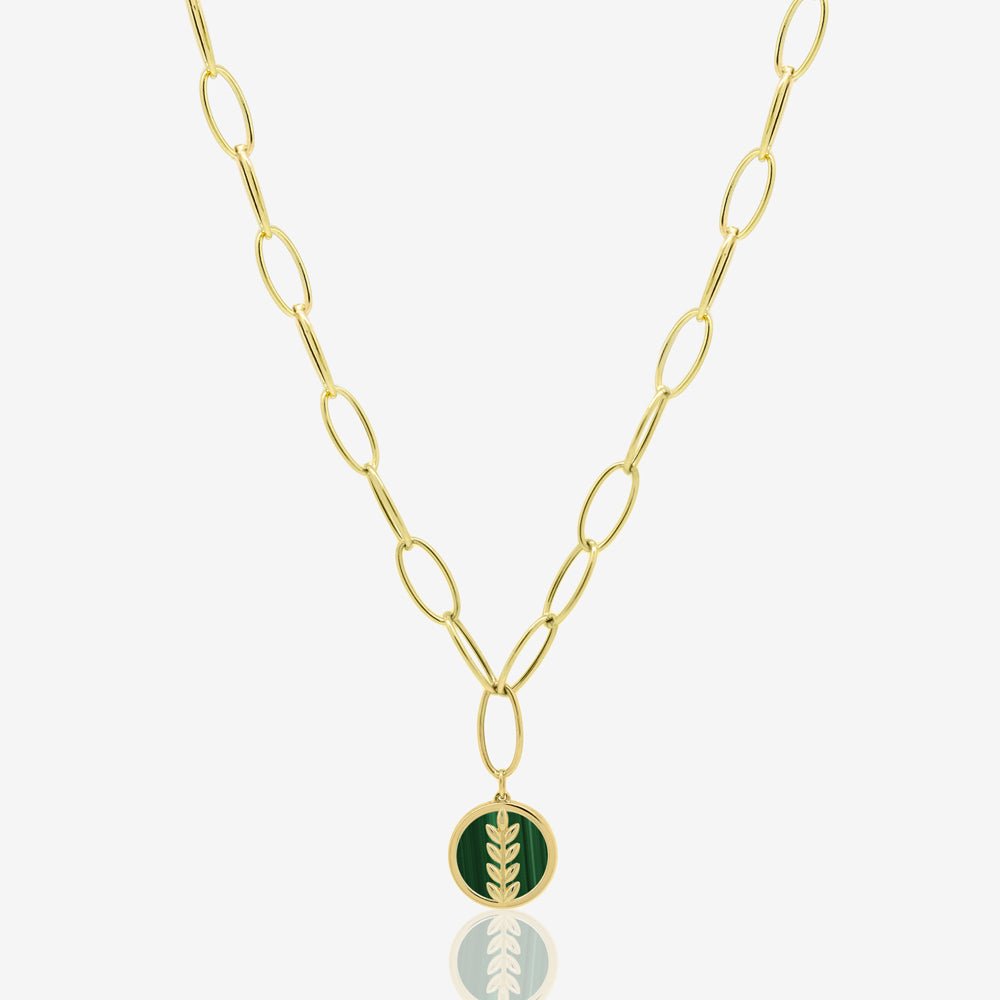 Fortuna Links Necklace in Green Malachite - 18k Gold - Ly