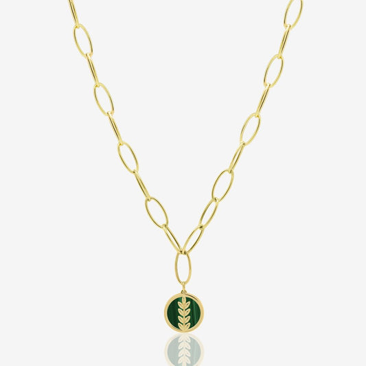 Fortuna Links Necklace in Green Malachite - 18k Gold - Ly