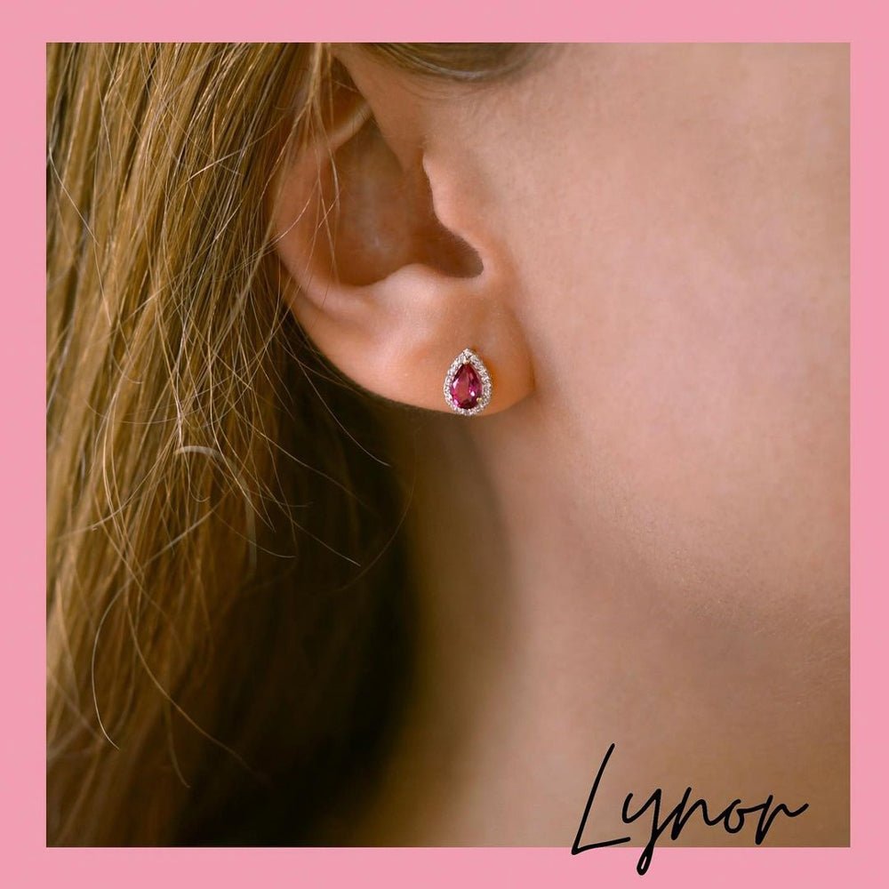 Garda Earrings in Diamond and Pink Topaz - 18k Gold - Ly