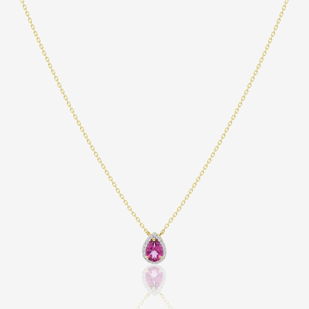 Garda Necklace in Diamond and Pink Topaz - 18k Gold - Ly