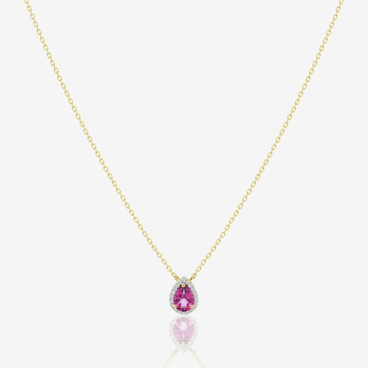 Garda Necklace in Diamond and Pink Topaz - 18k Gold - Ly